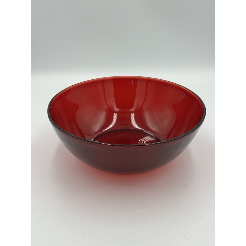Vintage ROYAL RUBY RED GLASS ROUND‎ 8" BOWL DISH ANCHOR HOCKING Scratches